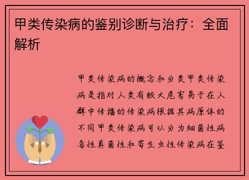 甲类传染病的鉴别诊断与治疗：全面解析