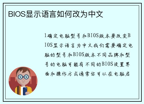 BIOS显示语言如何改为中文